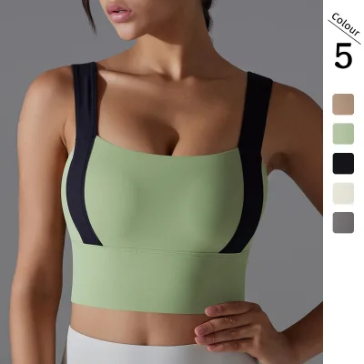 Women's Double-Sided Nylon Sports Bra with Double-Sided Stitching for Running Fitness and Yoga Providing Back Support