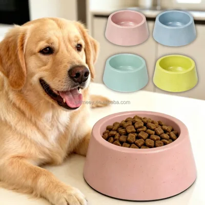 Large Capacity Bamboo Fiber Pet Feeding Bowl Anti-Slip Cat Dog Food Water Bowls