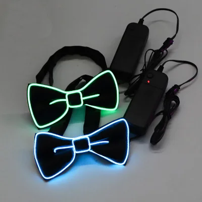 Party Accessories LED Flashing Light up Bowties Multi Function Glow in the Dark El Wire Bowtie for Men