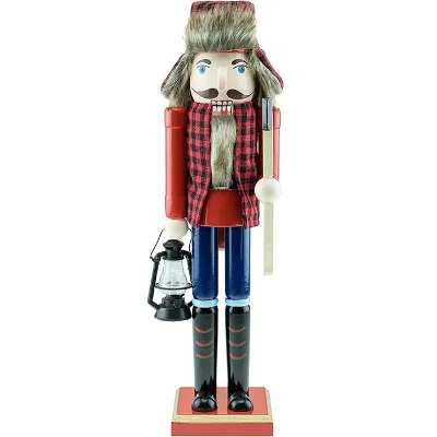 14" Christmas Decorative Nutcracker Handmade Wooden Glittery Guard Figures Soldier Toy Present