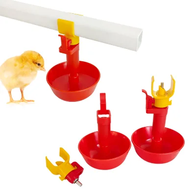 YYG Automatic Plastic 22mm Square Tube Nipple with Bracket and Split Type Drip Cup with Chicken Farm