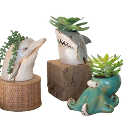 Custom Cute Octopus Planter Shark Dolphin Bonsai Pot Ceramic Animal Planter Animal Flower Pots Home Decor