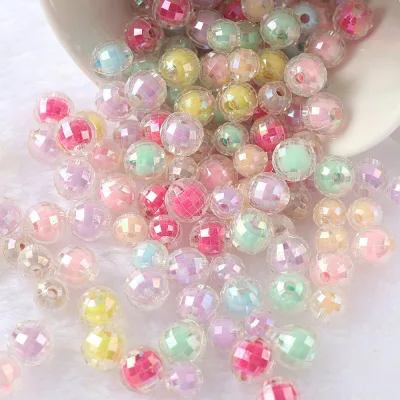 Wholesale Price 16mm Plated UV Magic AB Color Acrylic Round Beads Bright Loose Inner Beads for Jewelry Making Metal Material