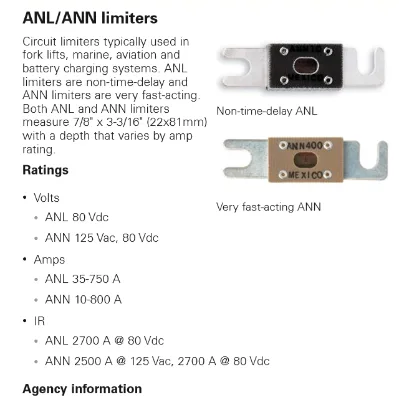 ANN ANL Distribution Maxi Inline Resistor Beads Micro Electrical Alumina Resettable Ignites Fireworks Fuse EATON Bussmann