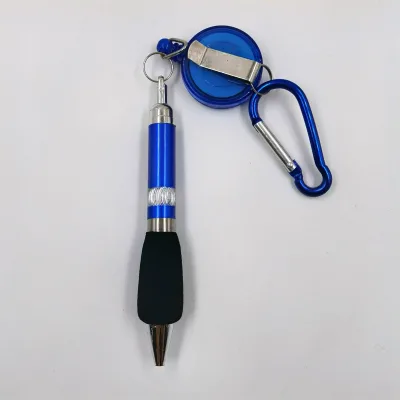 Portable Lightweight Pocket Size Mini Metal Ballpoint Pen with Retractable Keychain Reel Clip and Soft Non slip Grip for Study