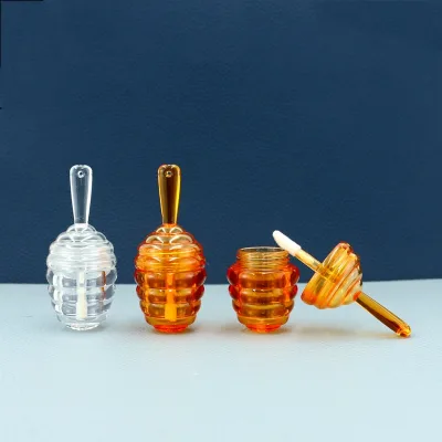 Brown Transparent Color ABS Material 9ml Capacity Cosmetic Packaging Cute Mini Honeycomb Empty Lip Gloss Tube