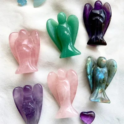 Handmade Crystals Orgone Goddess Angels Healing Gemstone Quartz Stone Angel Statuette Figurine