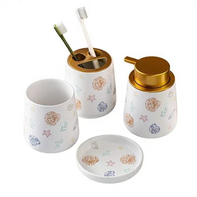 Nordic Style Ocean Series Bathroom Wash Set with Gargle Cup and Four-Piece Accessories