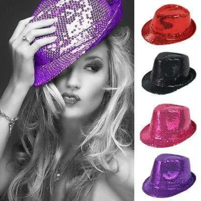 Fashion Adult Children's General Sequined Top Hat Hop Dance Show Sequin Jazz Hat Cowboy Hat Dance Performance Party Hats