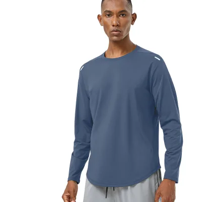 Men's Long Sleeve Quick Dry Moisture-Wicking Sports T-shirt Blank Plain Dyed Loose Fit Spandex/Polyester for Outdoor Fitness Gym