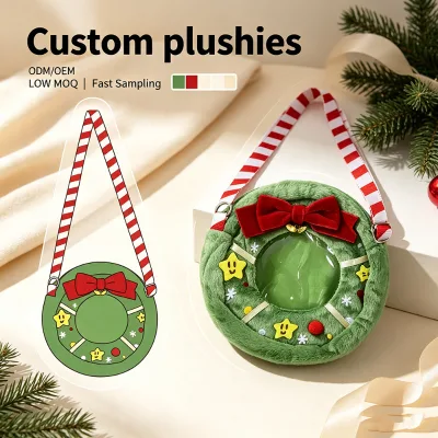 ODM OEM Custom Plush Ita Bag Christmas Wreath Crossbody Shoulder Bag for Kids Custom Design Holiday Gift Low Moq