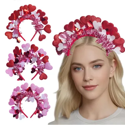 Autonomy Valentine's Day Heart-Shaped Cloth Hair Band Wreath Headwear for Weddings Bachelor Parties Love Theme High Quality