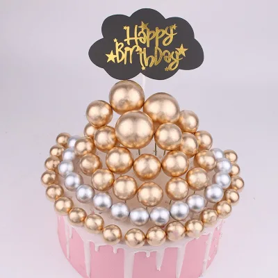 20 Glitter Ball Cake Decorations in Golden Silver Pink for Birthday Parties Foam Insert Included