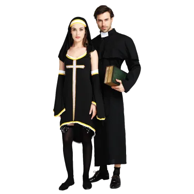 Nun Costume for Women Classic Religious Outfit for Halloween Party Cosplay Stage Performance