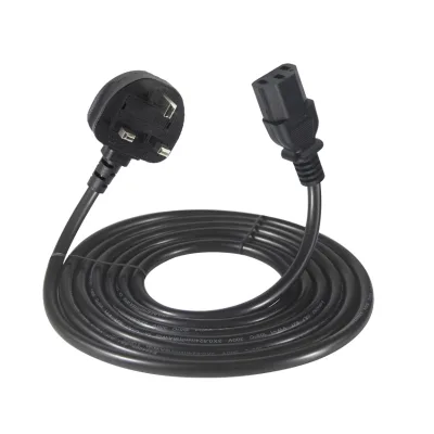 H05VV F 0.75MM UK Plug to C13 Approved Black Color to IEC C13 Socket Female Extension Cord for Home