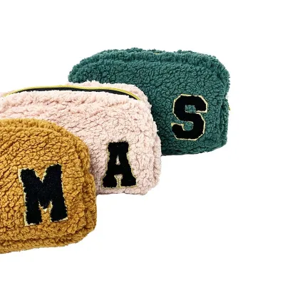 Hot Sale Multi Color Plush Exquisite Lady Cosmetic Pouch Exquisite Teddy Velvet Makeup Bag