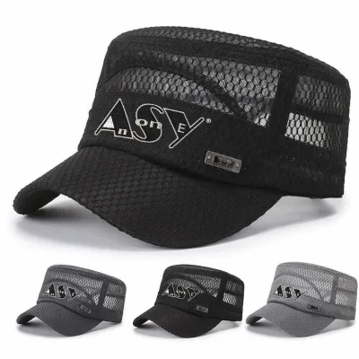 Unisex 100% Polyester Mesh Sporty Style Flat Top Baseball Hat Common Four Seasons Outdoor Sun Protection Rubber Printed Affixed