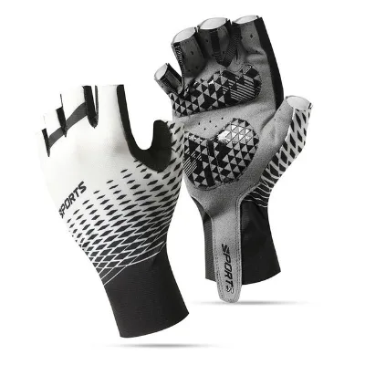 Cycling Gloves Men's Summer Sports Sunscreen Breathable Sweat-absorbent Half Finger Outdoor Fishing Bicycle Gloves Men and Women