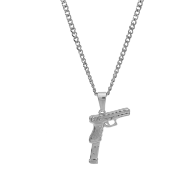 European and American Hip Hop Trendy Stainless Steel Pistol Pendant Men and Women Hip Hop Accessories