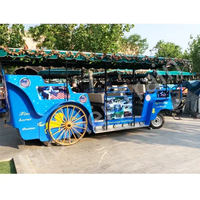 Life Size Cinderella Horse Carriage Four Wheel Horse Cart Touring Carriage for Passengers Tourist with Electric Power 23 Seats