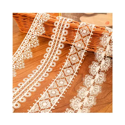 Direct Sales Reasonable Price Lvhai DB1315A Fancy Lace Fabric Custom 2024 French Mesh Voile Woven Water Soluble Flower 5-6cm