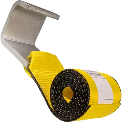 5,400 LBS Working Load Limit Flat Hook & Sewn Loop End 4" x 5' Roll Off Container Cargo Control Winch Strap