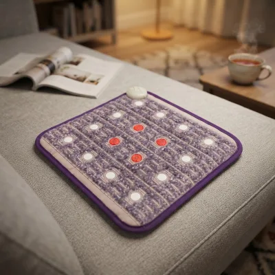 Natural Amethyst & Tourmaline Heating Massage Mini Mattress BioMat Red Laser Photon Seat Pad 45x45cm