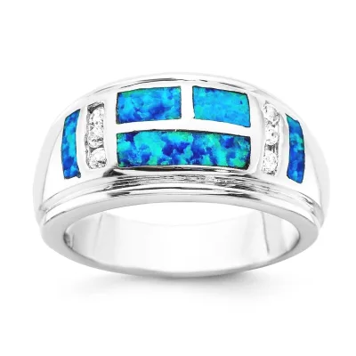 Sterling Silver 925S Shipping Faster Classic Opal Blue Ring Opal Star Rings Opal Crystal Rings