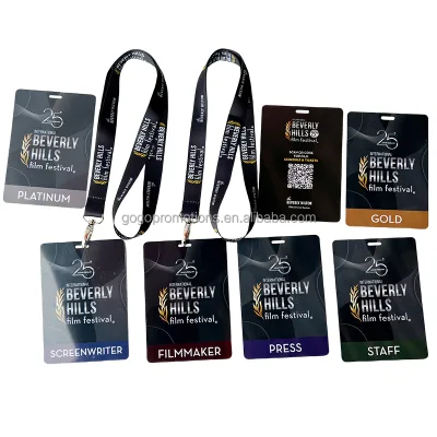 Custom Logo Colorful Waterproof Plastic Card with Work Badge Nylon Lanyard Silk Screen Printing Includes Hook Accessories