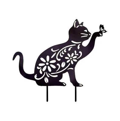 Set 3 Handmade Adjustable Metal Cat Black Shepherd Hook Garden Pole Stake Traditional Design Garden Watering Features
