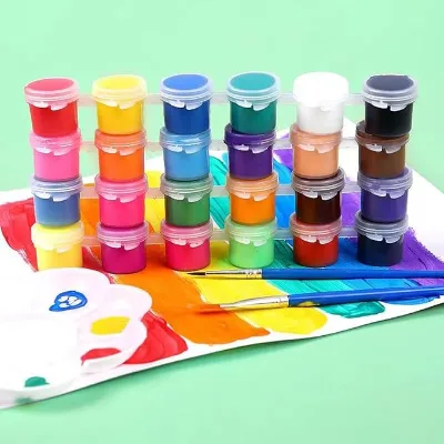 Mini 12-Color Acrylic Paint Set for Kids Washable Paint Strips Kit with Beginners Artist Instructions for Painting Canvas Glass