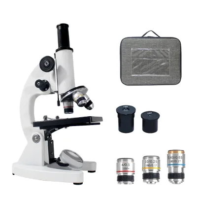 Optical Monocular Microscope Professional Medical Science Biology Lab Experiment High Power with Cloth Bale