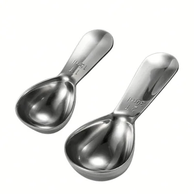 2 Sets Tablespoon Metal Silver Two Table Spoons 15ml 30 ml Stainless Steel Coffee Measuring Scoop