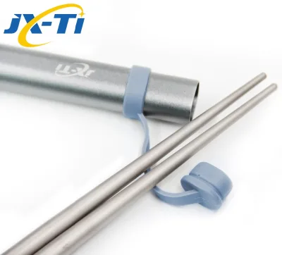 Reusable Straw Collapsible Portable Foldable Titanium Straw & Chopstick With Aluminium Tube Container
