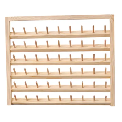 Wholesale Popular Handmade 54-Axis DIY Wooden Spool Sewing Thread Rack Storage Single Tier Wall Hanging Bobbin Rack for Home Use