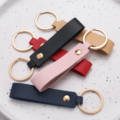 Creative Leather Keychain Buttons - Portable PU Leather Car Pendant Buttons with Custom Silk Screen Logo