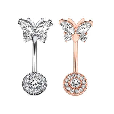 Factory Direct Bear Belly Button Piercing Ring Butterfly