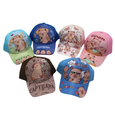 HY2 Children's Capibala Cap Cute Cartoon Printed Peaked Cap Children Casual Fashion Outdoor Travel Sun Hat