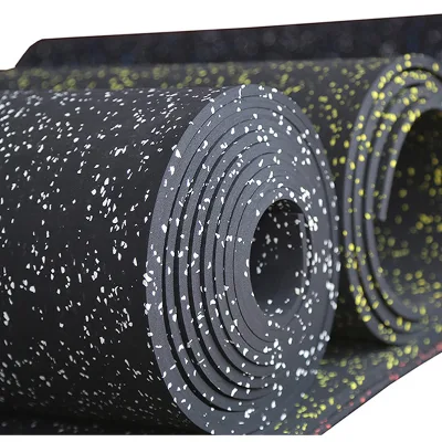 Indoor Seamless Gym Rolling Rubber Floor Recycle Durable EPDM SBR Material Fitness Tile Colorful Dot Mat CE Certified