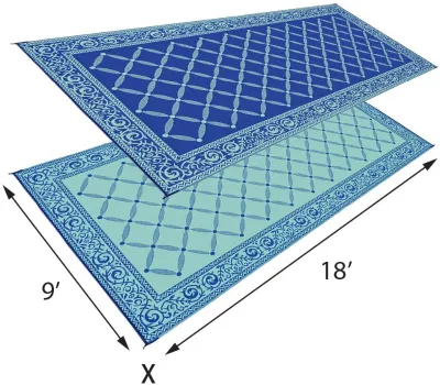 Outdoor Patio 9-Feet x 12-Feet, Blue/Light RV Camping Mat