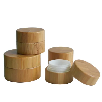 5g 15g 30g 50g Natural Bamboo Wooden Facial Cream Jar Container, Eye Shadow Jar, Lip Scrub Bottle
