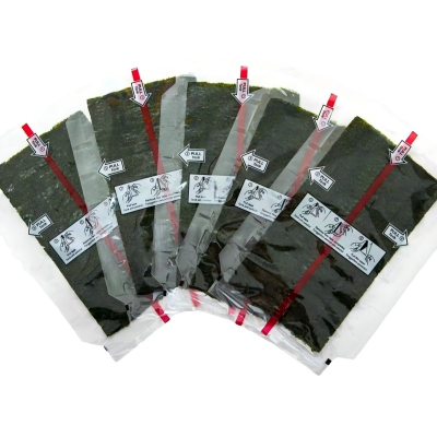 Organic Japanese White Sushi Rice Balls Deliciously Healthy with Crispy Taste Roasted Dried Seaweed Nori Laver Bag Packed