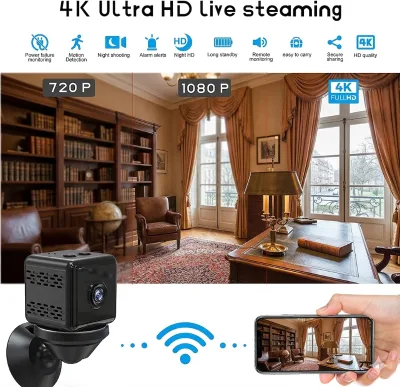 1080P 2.4G Wireless IP Camera Coin Size Mini CCTV Network Audio Video Digital Wifi With Nightshot