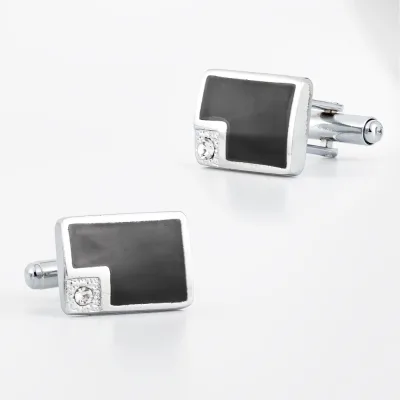 Customized Design Iron Material Enamel Diamond Cufflinks for Groom
