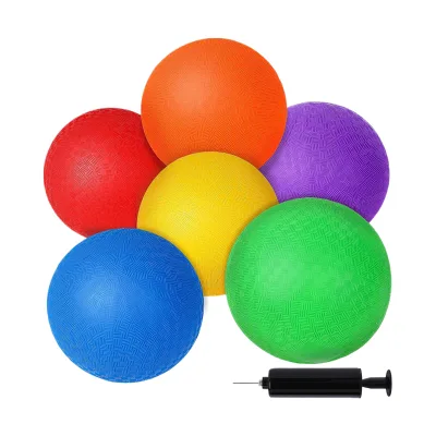6 PCS Playground Ball with Air Pump, for Kids Indoor Outdoor 5inch Inflatable Dodge