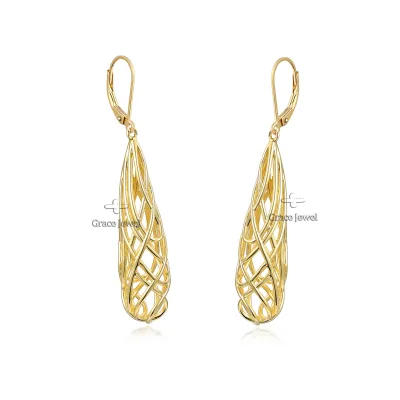 Grace Drop Trendy 925 Silver 18K Gold Plated Spiral Irregular Shape Earrings