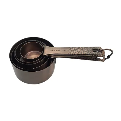 Copper Plated Stainless Steel Measuring Cups and Spoons Set Heavy Duty 5 Measurer Cups