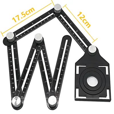 Hot Sale Multi Angle Measuring Ruler Tile Hole Locator Aluminum Alloy 6/12 Six Folding Angle Ruler With Holes Locator