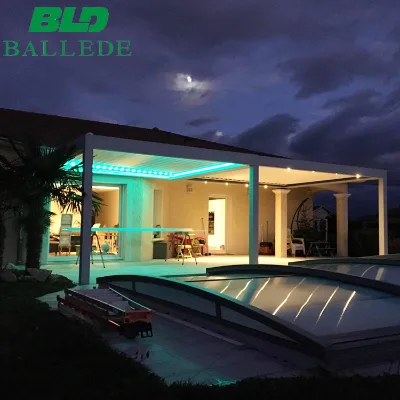 Austria Customized Pergola BBQ Party Outdoor Kitchen Waterproof Shelter RGB Light Pergola for Poolside