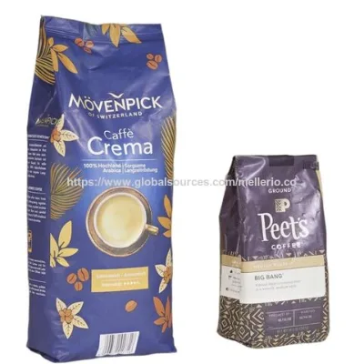 Wholesale high quality recyclable laminated flat bottom coffee pouch with exhaust valve